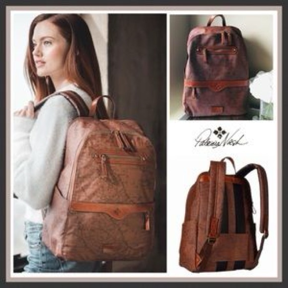 Patricia Nash Brown Karina Map Full Size Backpack - Picture 2 of 9